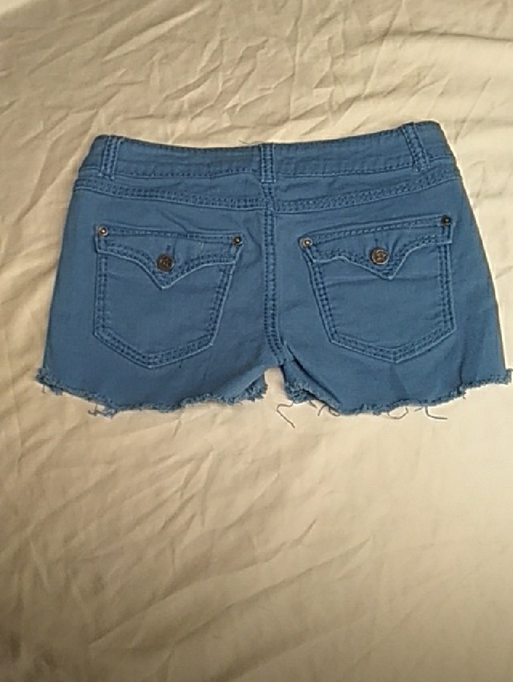 Vanilla Star  Blue Denim Frayed Hem Shorts